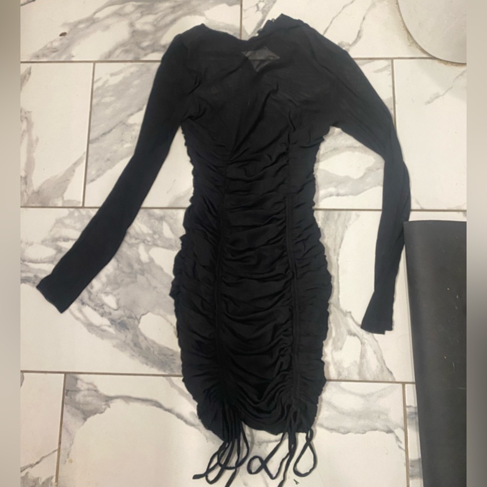 Black NBD tight fitting adjustable dress, Mesh on the top